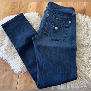 Hudson Colin Flap Skinny Jeans, color is Rinse. Size 25x27”.